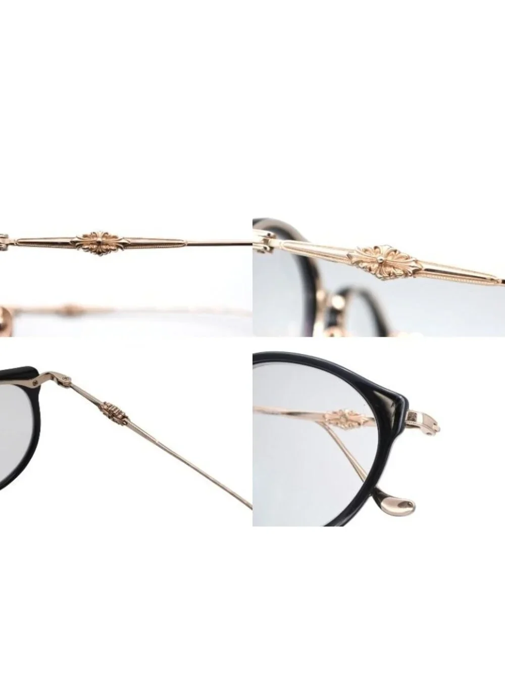 Chrome Hearts Dig Big Sunglasses Eyewear 45 Floral Cross Black Gold